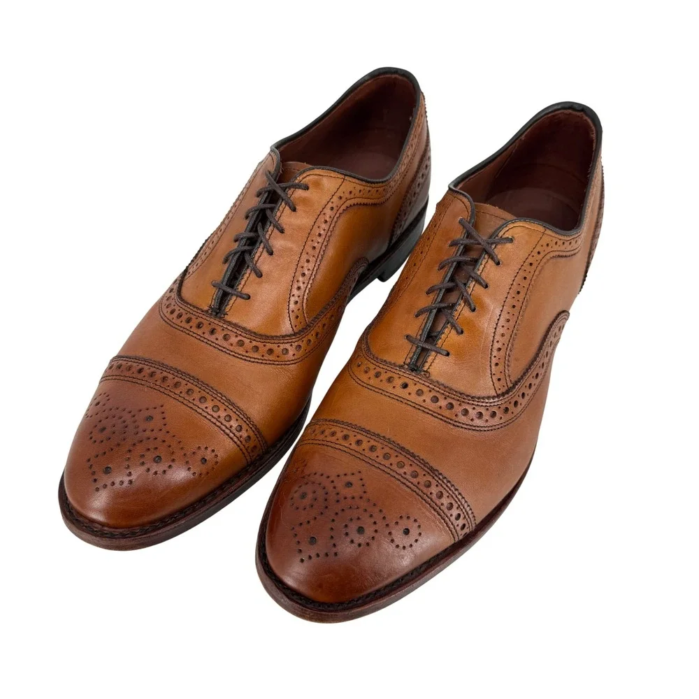Allen Edmonds Strand Size 11 3E Wide Brown Leather Brogue Oxford Matching Belt